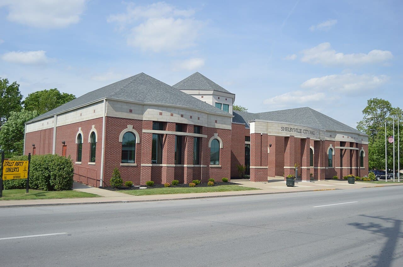 Shelbyville City Hall on Washington Street.