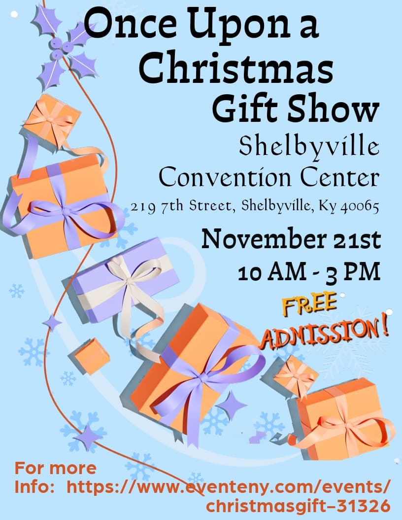 Once Upon a Christmas Gift Show flyer for November 21, 2026, from 10 a.m. to 3 p.m.